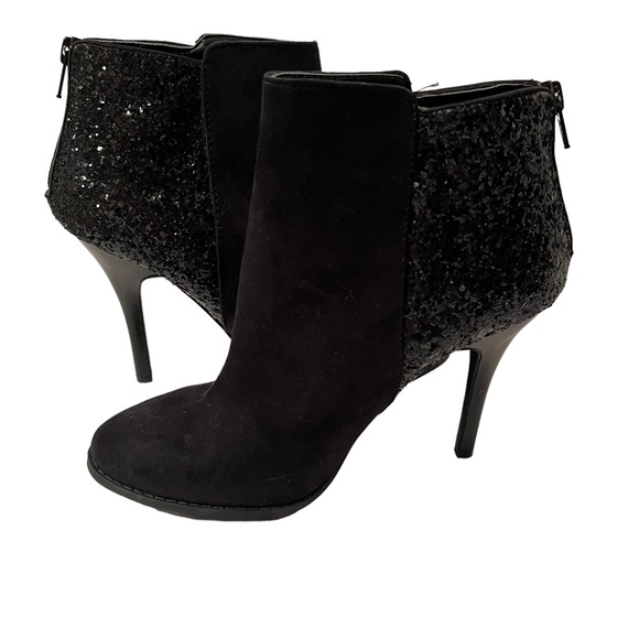 Mossimo Black Women’s Sparkle Back Zip Stiletto Heel Booties NWOT Size 7 1/2 - Picture 3 of 7